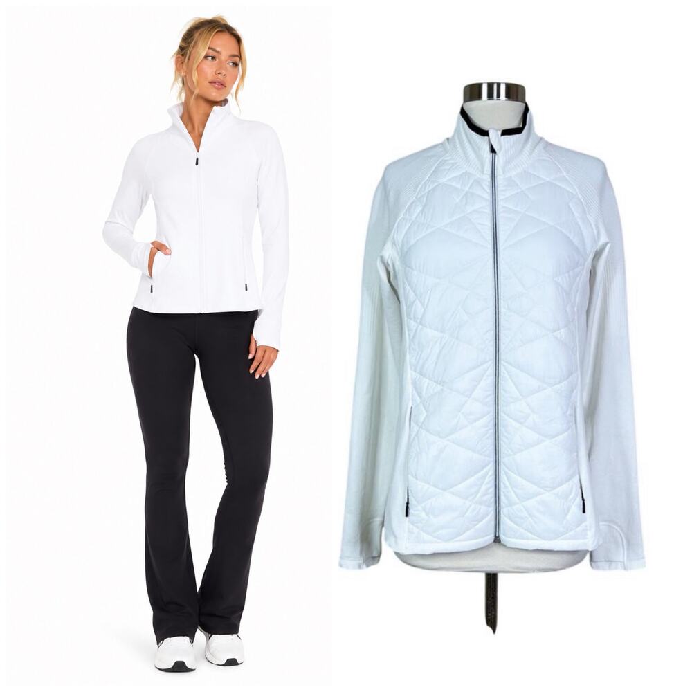 Athleta | Flurry Force Primaloft Quilted Zip White Workout Winter Active Jacket